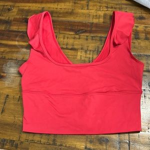 Free People Movement Ruffle Top S Red